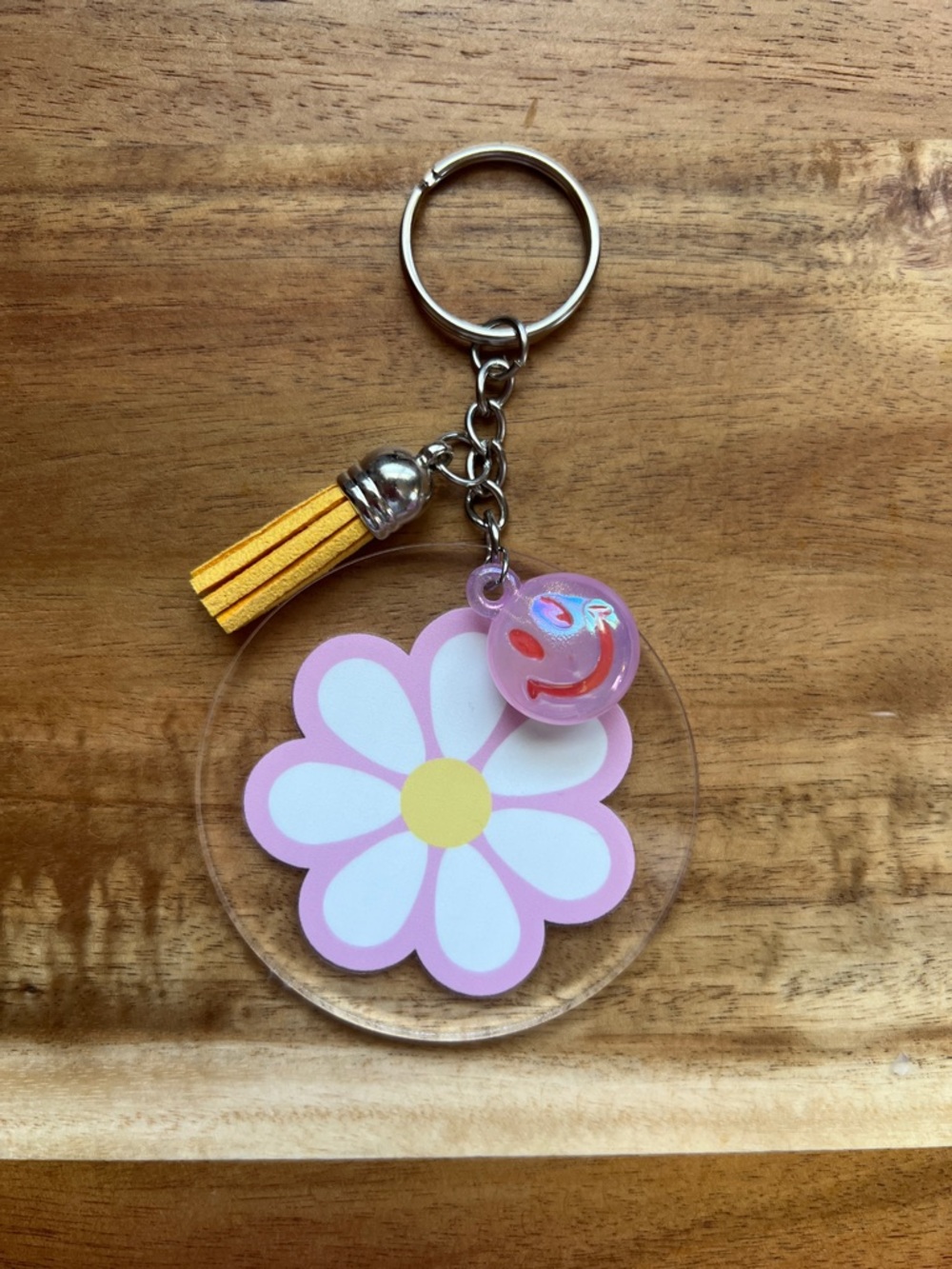 Handmade Flower Keychain and Ribbon Checkered Bookmark Set - Picture 2 of 6